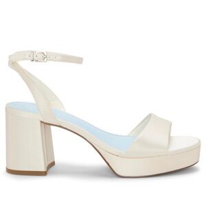 Vince Camuto Ivory Satin Block Heel Sandals